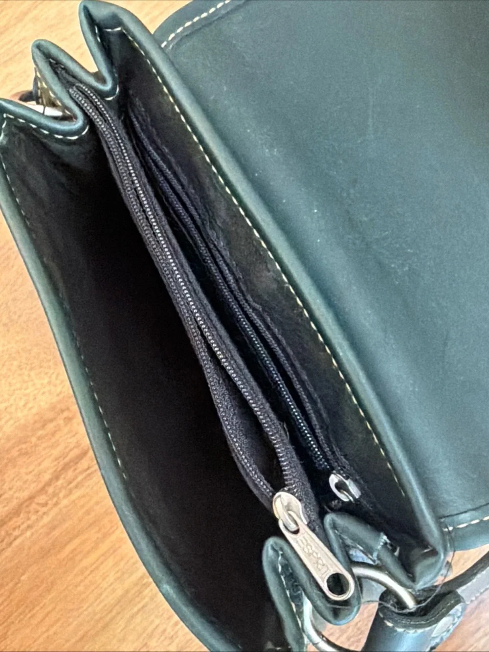 Vintage ESPRIT Forest Green Leather Saddle Crossbody Bag Horsebit Accent 90s